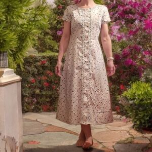 Lanz of Salzburg Summer Floral Button-Down Cotton Cottage Dress
